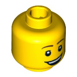 Minifig Head Chicken Suit Guy, Brown Eyebrows, Eyelashes, Open Lopsided Smile and Teeth Print