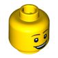 Minifig Head Chicken Suit Guy, Brown Eyebrows, Eyelashes, Open Lopsided Smile and Teeth Print