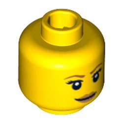 Minifig Head Forest Maiden, Dark Orange Eyebrows, Eyelashes, Dark Tan Lips and Smile Print