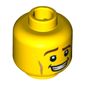 Minifig Head Heroic Knight, Brown Eyebrows, Raised Right Eyebrow, Cheek Lines, Open Mouth Smile with Teeth Print