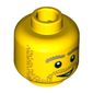 Minifig Head Plumber, Beard Stubble, Thick Dark Tan Eyebrows and Open Grin Print