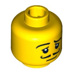 Minifig Head Waiter, Moustache Curly, Eyelashes, Pupils, Raised Eyebrow Print [Blocked Open Stud]