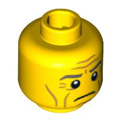 Minifig Head Roman Emperor, Gray Eyebrows, Wrinkles, Downturned Mouth Print [Blocked Open Stud]
