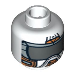 Minifig Head Battle Mech, Orange Mask with Dark Gray Visor Print [Blocked Open Stud]