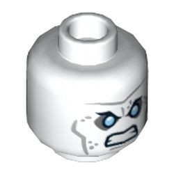 Minifig Head Mr Freeze, Eyebrows, Blue Eyes, Wrinkles, Angry Expression Print