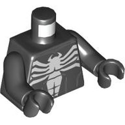 Torso Muscles, White Venom Logo Print, Black Arms, Black Hands