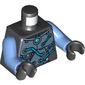 Torso Armour with Round Centre Crystal and Tubes on Front and Back Print, Medium Blue Arms, Black Hands