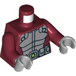 Torso Armor with Silver Belt Print, Dark Red Arms, Light Bluish Gray Hands