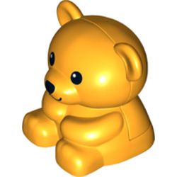 Duplo Teddy Bear Sitting - Black Eyes with White Pupil - Black Nose and Mouth Print