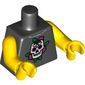 Torso Skull and Dark Pink Roses Print, Yellow Arms and Hands