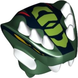 Minifig Head Special, Snake with Horns and Scales Lime, with Yellow Eyes Print (Acidicus)
