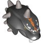Minifig Head Special, Snake, Thin with Horns Silver, and Orange Scales Print (Skalidor)