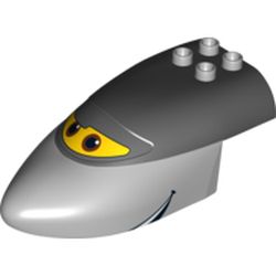 Duplo Airplane Large Fuselage Forward with Black Top with Brown Eyes on Yellow Window Print (Siddeley)