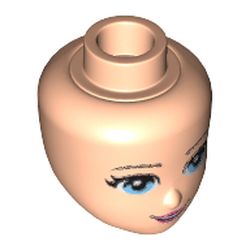 Minidoll Head with Light Blue Eyes, Pink Lips and Open Mouth Print