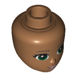Minidoll Head with Green Eyes, Pale Pink Lips and Open Mouth Print