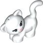 Animal, Cat, Standing, Looking Left with Light Blue Eyes, Dark Pink Nose and Mouth Print