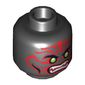 Minifig Head Warrior, Lime Eyes, White Fangs, Red Face Decorations, Dark Red Mouth Print [Hollow Stud]