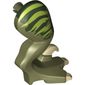 Animal Body Part, Dinosaur, Raptor Leg, Right, with Pin, Tan Claws and Lime Stripes over Dark Green Print