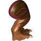 Animal Body Part, Dinosaur, Tyrannosaurus Rex Leg, Right, with Pin, Tan Claws and Dark Brown Stripes on Dark Red Print