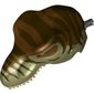 Animal Body Part, Dinosaur, Tyrannosaurus Rex Head with Pin, Tan Teeth, Reddish Brown Top and Dark Brown Stripes Print