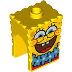 Minifig Head Special, SpongeBob with Open Smile Large and Blue Lei Print