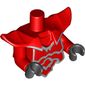 Torso with Molded Shoulder and Waist Extensions, Breastplate with Silver Edges Print, Red Arms, Black Hands