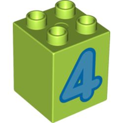 Duplo Brick 2 x 2 x 2 with Medium Blue '4' Print