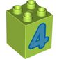 Duplo Brick 2 x 2 x 2 with Medium Blue '4' Print