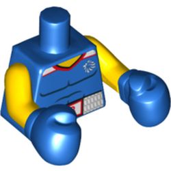 Torso Tank Top with Team GB Logo, Muscles, and Belt with 'GB' Print, Yellow Arms, Blue Boxing Gloves