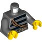 Torso Sweater Striped with Utility Belt, Rope and Keys Print, Dark Bluish Gray Arms, Yellow Hands