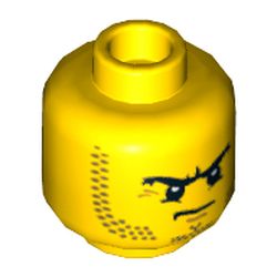 Minifig Head Buffer / Pirate / Knight, Stubble, Eyebrows and Scowl Print [Hollow Stud]