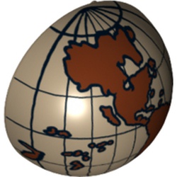 Dome Hemisphere 2 x 2 with Cutout with Dark Brown Americas and South Pacific Globe Print