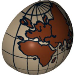 Dome Hemisphere 2 x 2 with Cutout with Dark Brown Europe, Africa, Asia, Australia Globe Print