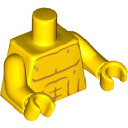 Torso Bare Chest with Muscles Outline and Drops of Sweat Print, Yellow Arms and Hands