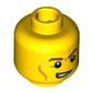 Minifig Head Team GB, Brown Eyebrows, Cheek Lines, Open Mouth on One Side and Drops of Sweat Print [Blocked Open Stud]