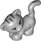 Animal, Cat, Standing, Looking Left with Light Green Eyes, Dark Pink Nose and Mouth and Dark Bluish Gray Stripes Print