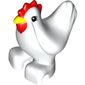 Duplo Animal Chicken / Hen with Red Comb and Wattle, Squared Eyes Print