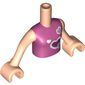 Minidoll Torso Girl with Dark Pink Top with Hearts Print, Light Nougat Arms and Hands