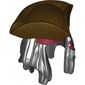 Hair and Hat, Dreadlocks with Beads, Dark Red Bandana Print and Tricorne [DUAL MOLD]