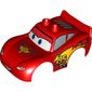 Duplo Car Body 2 Top Studs and Spoiler with Lightning McQueen Piston Cup Print