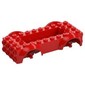 Vehicle Base 4 x 10 x 2 1/2 with Mudguards, Wheel Pins and 6 x 2 Centre Recess with 3 Holes, Red Wheel Holders