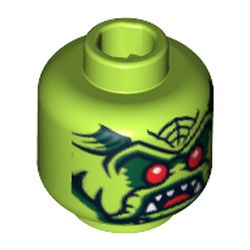 Minifig Head Alien Avenger, Red Eyes, Open Mouth with Pointed Teeth Print