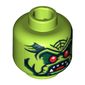 Minifig Head Alien Avenger, Red Eyes, Open Mouth with Pointed Teeth Print