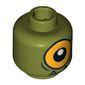Minifig Head Cyclops, Lower Fangs, Single Orange Eye Open / Eye Half Closed Print