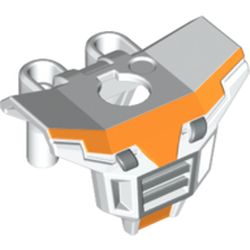 Minifig Neckwear Armour with Square Shoulder Protection (Space) with Silver Grille and Orange Markings Print