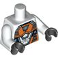 Torso Spacesuit with Orange and Silver Battle Mech Print, White Arms, Black Hands