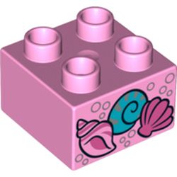 Duplo Brick 2 x 2 with 3 Shells and Silver Bubbles Print