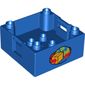 Duplo Container Box 4 x 4 with Studs on Corners with Box and Arrows and Globe Print