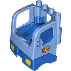 Duplo Truck Semi-Tractor Cab with Blue Base and Box and Arrows and Globe Print