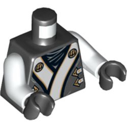 Torso Robe with White and Gold Details Print, White Arms, Black Hands
